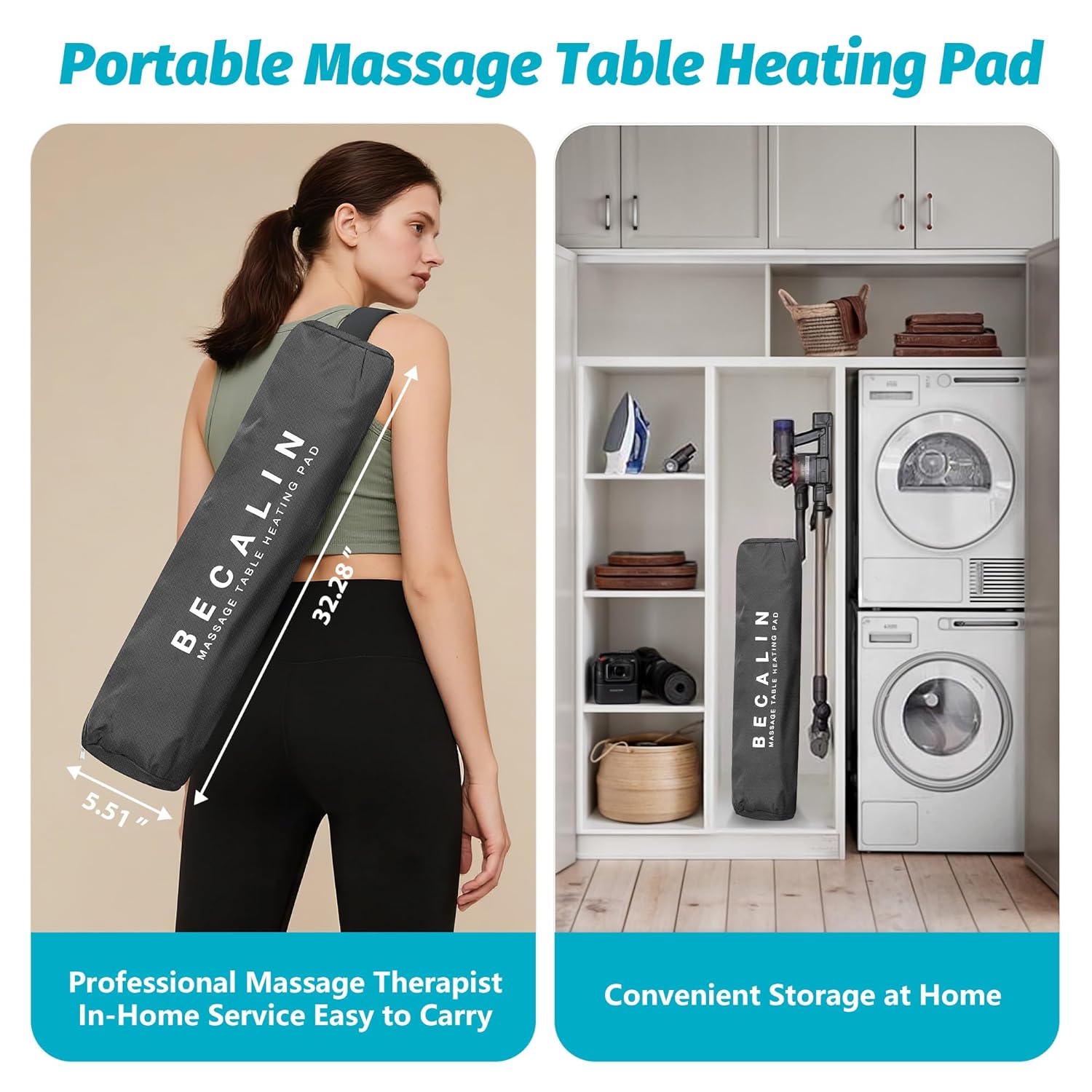 Massage Table Warmer Heating Pad Professional SPA Massage Bed Warmer with 9 Hour Timer, 9 Heat Settings, Overheat Protection for Massage Bed & Spa, 30" x 71", with Portable Storage Bag