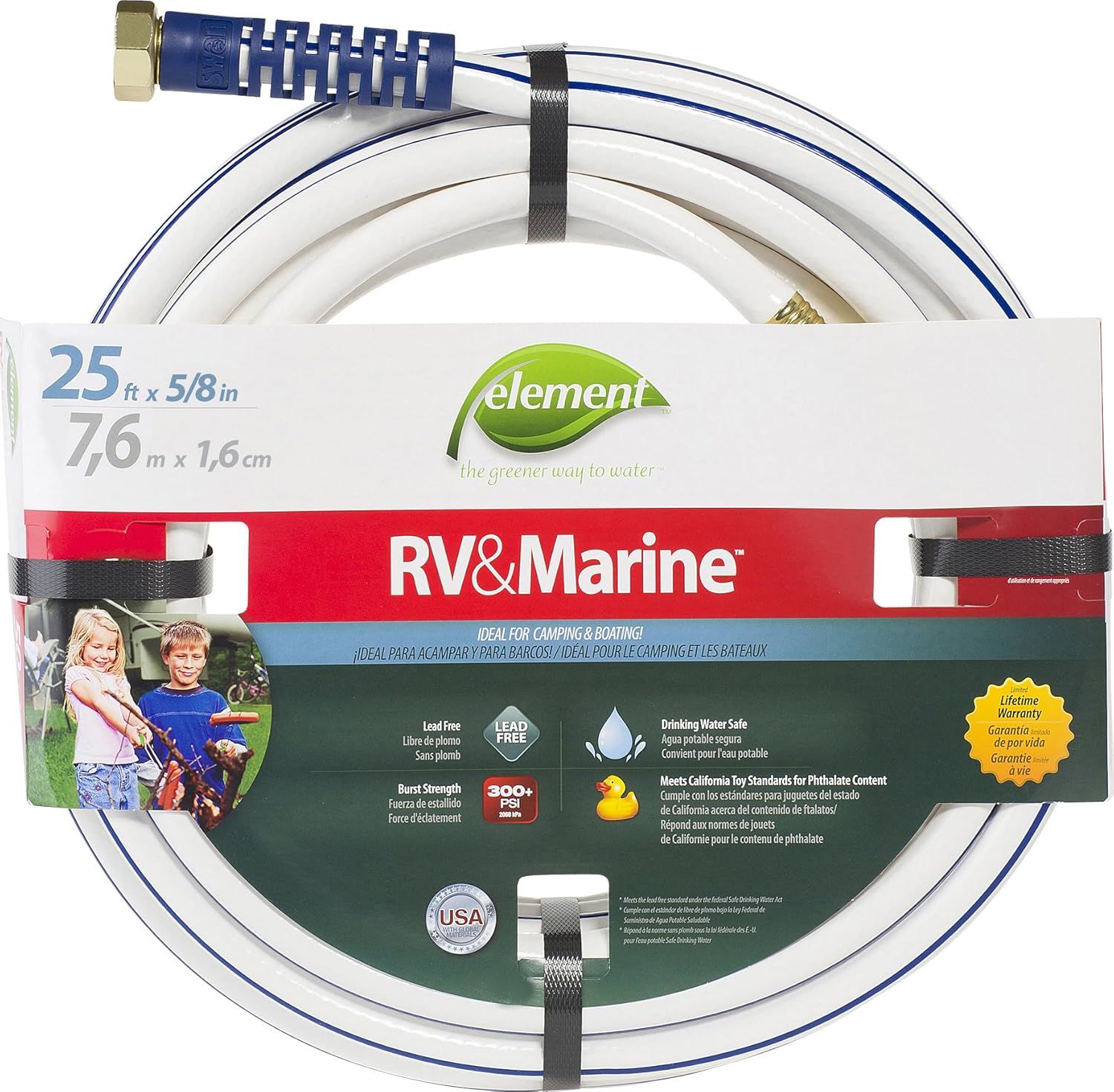Swan Element ELMRV58025 Marine/RV Camping and Boating Water Hose 25 ft, 5/8" Diameter, White