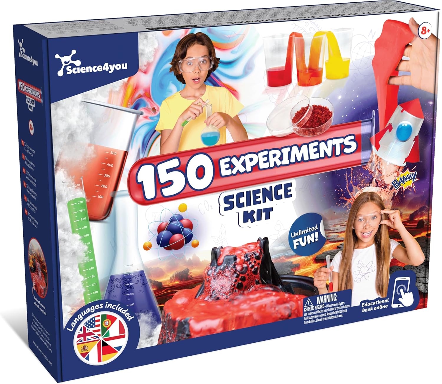 Science4you 150 Science Experiments for Kids Ages 8-12 - Super Science Kits for Kids, Chemistry Set + Stem Toys, Gifts for Boys and Girls Age 8 9 10+