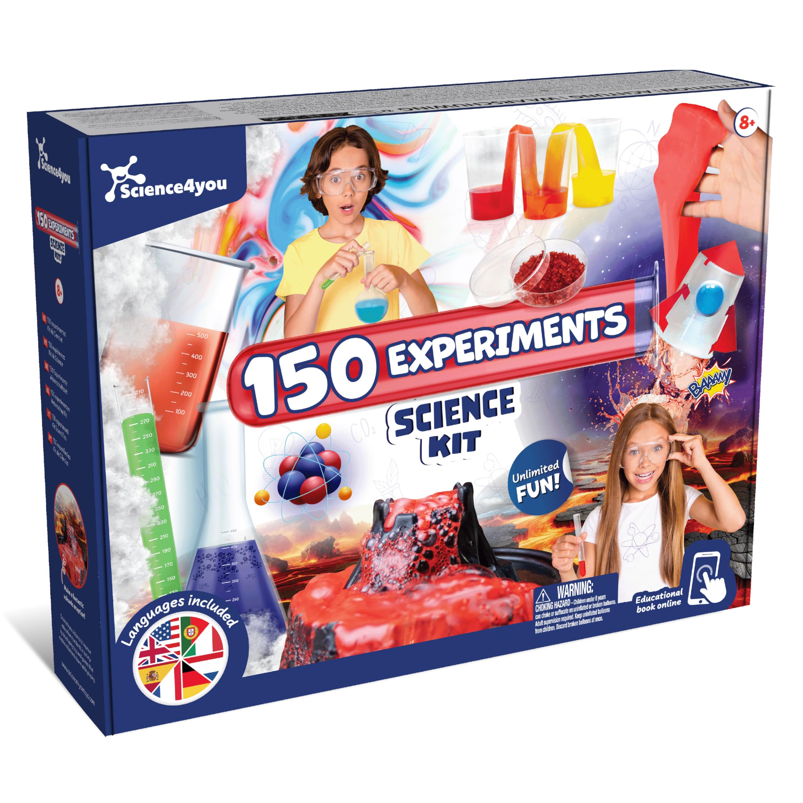 Science4you 150 Science Experiments for Kids Ages 8-12 - Super Science Kits for Kids, Chemistry Set + Stem Toys, Gifts for Boys and Girls Age 8 9 10+