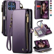 Defencase for Moto G Stylus 5G 2025 & 2026 Case, RFID Blocking Wallet Case for Motorola Moto G Stylus 5G 2026/2025 PU Leather Flip Strap Zipper Card Holder Phone Wallet Cases for Women Men, Purple
