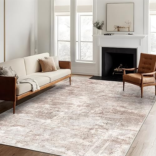 Miniatura 10 de RUUGME - Alfombra lavable abstracta de 4 x 6: alfombras de área para sala de estar con respaldo antideslizante, alfombra neutra resistente a