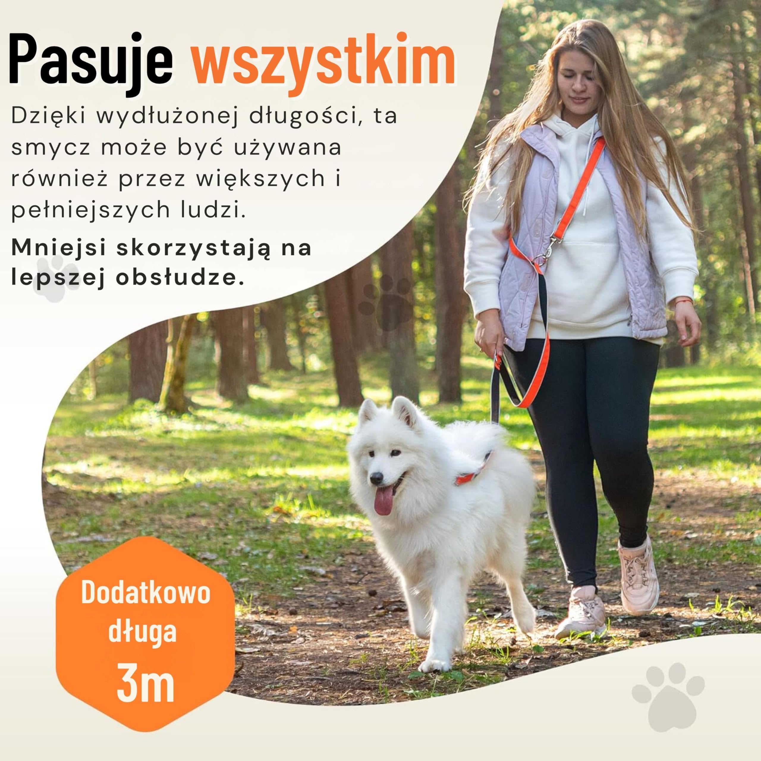 Hundefreund 6-w-1 Wielofunkcyjna Smycz – Regulowana smycz 3 m dla średnich i Dużych psów z 3 Pierścieniami – Odbijająca światło Smycz na Ramię, do Biegania i na dwa psy w Jednym