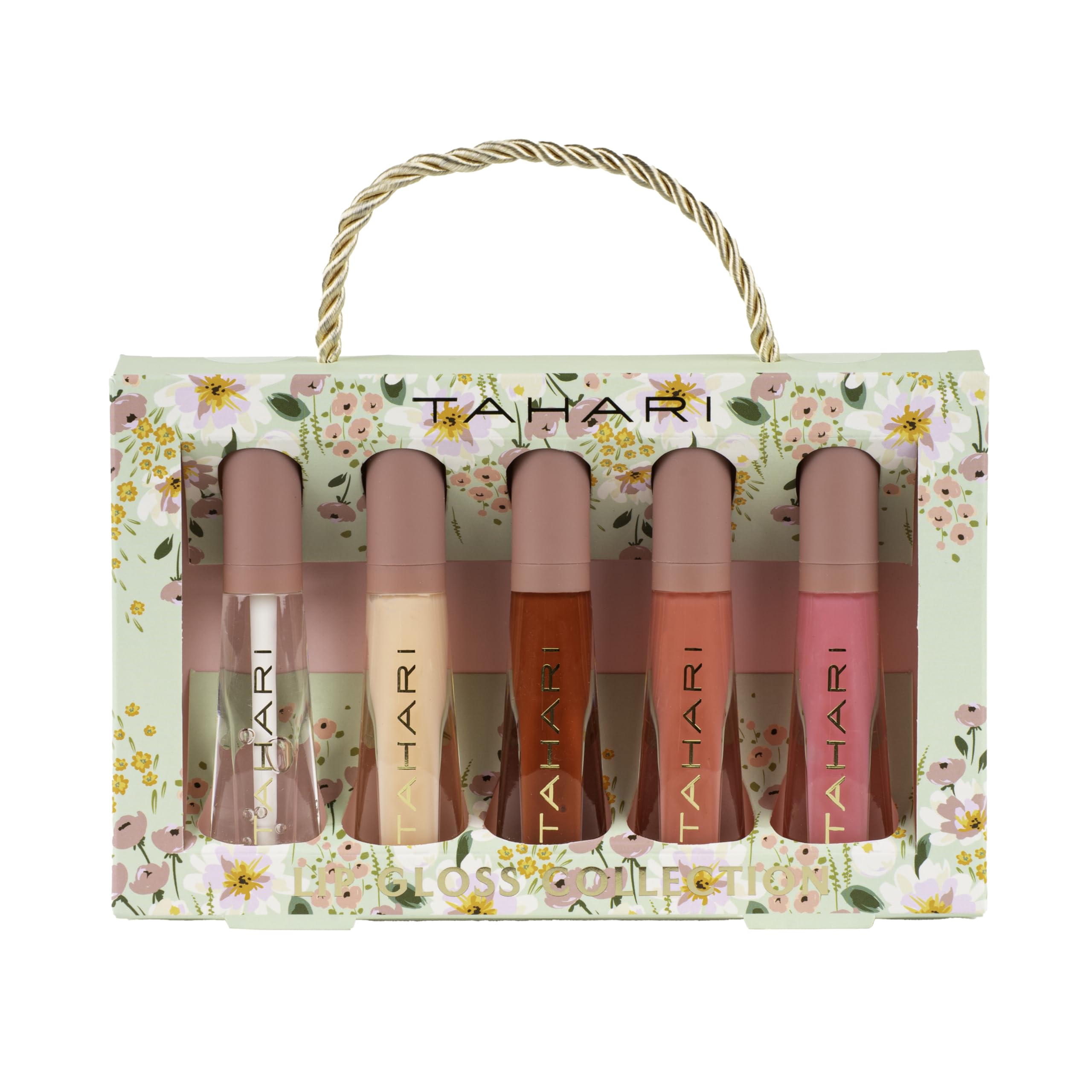 VOTUM Tahari 5pc Lip Gloss Set – Shimmery Lip Glosses for Women and Girls, Long-Lasting Lip Gloss Pack, Super Lustrous 5-Piece Gift Set, Non-Sticky, High Shine (Deco Floral)