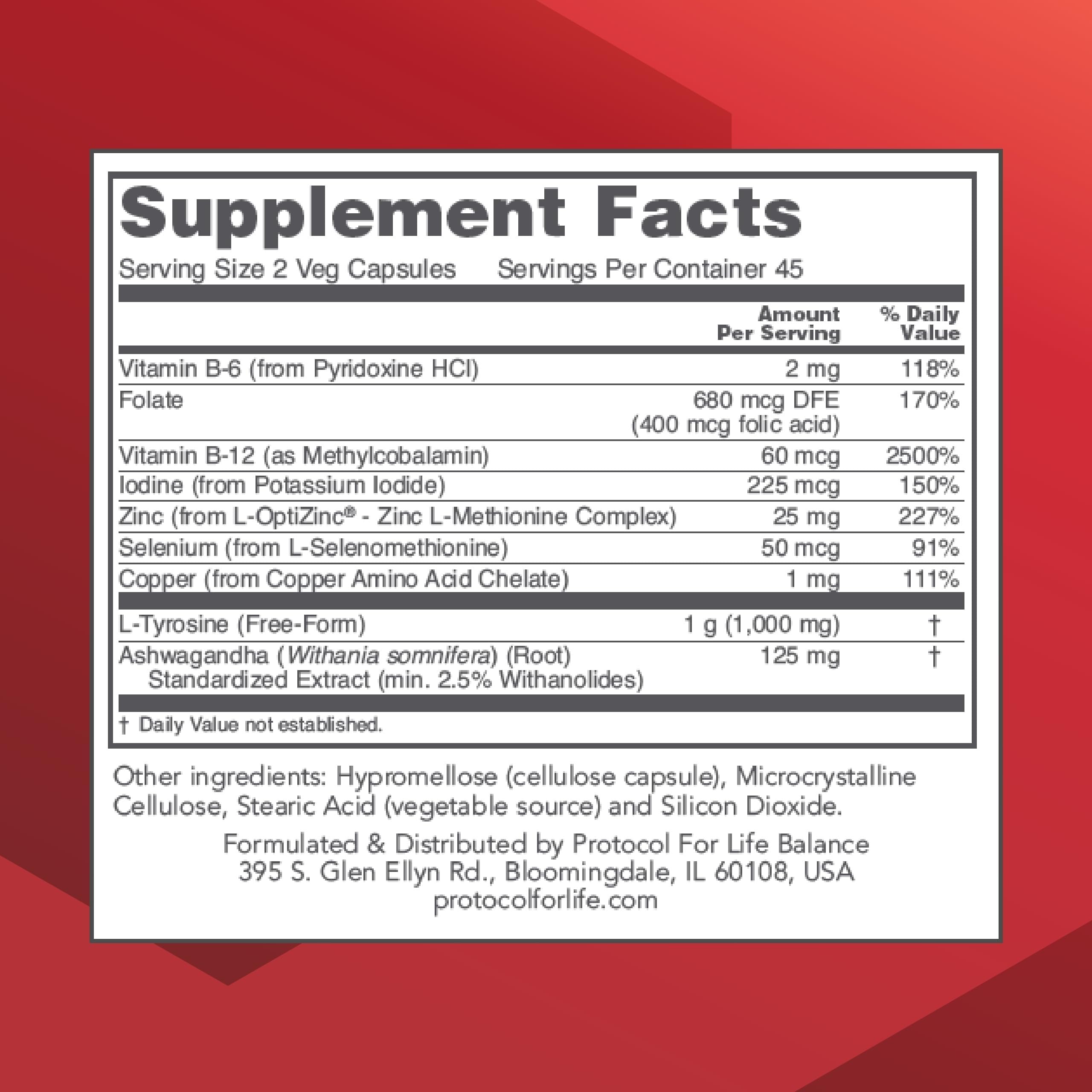 PROTOCOL FOR LIFE BALANCE Ortho Thyroid, with Ashwagandha, 90 Caps — Amazon image 2