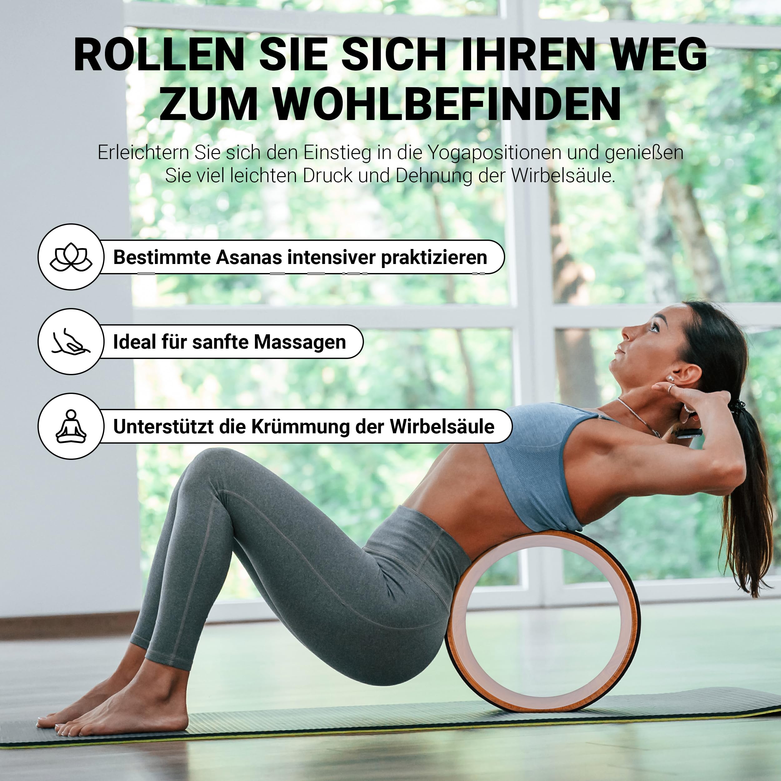 Yoga Wheel – Premium – Strumento per Esercizi di Yoga, sughero, routa yoga