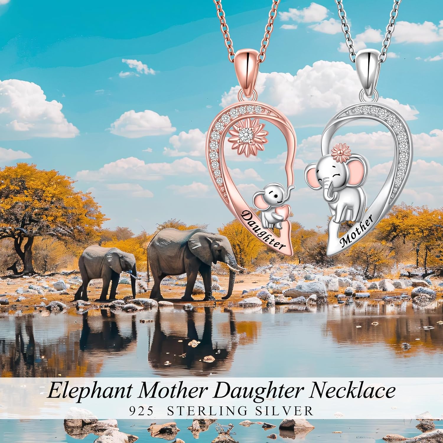 Mother Daughter Necklaces 925 Sterling Silver Rose/Sunflower/Sun moon Heart Matching Pendant Family Jewelry Mom and Daughter Gift for Mom Mothers Day Birthday Present - Image 7