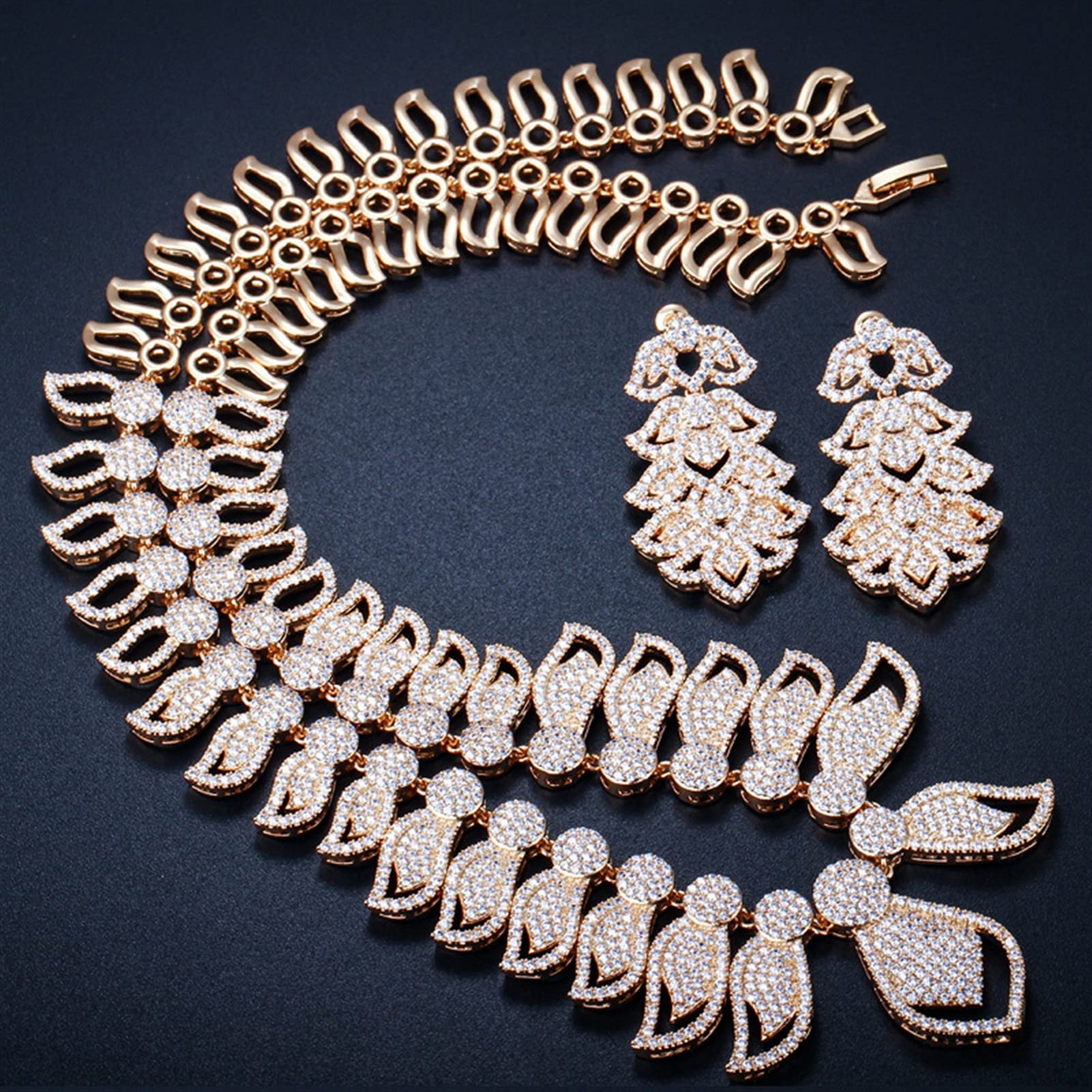 LYGXWJFC Set con Collana e Orecchini da Sposa con Gioielli cubici con Micro pavé