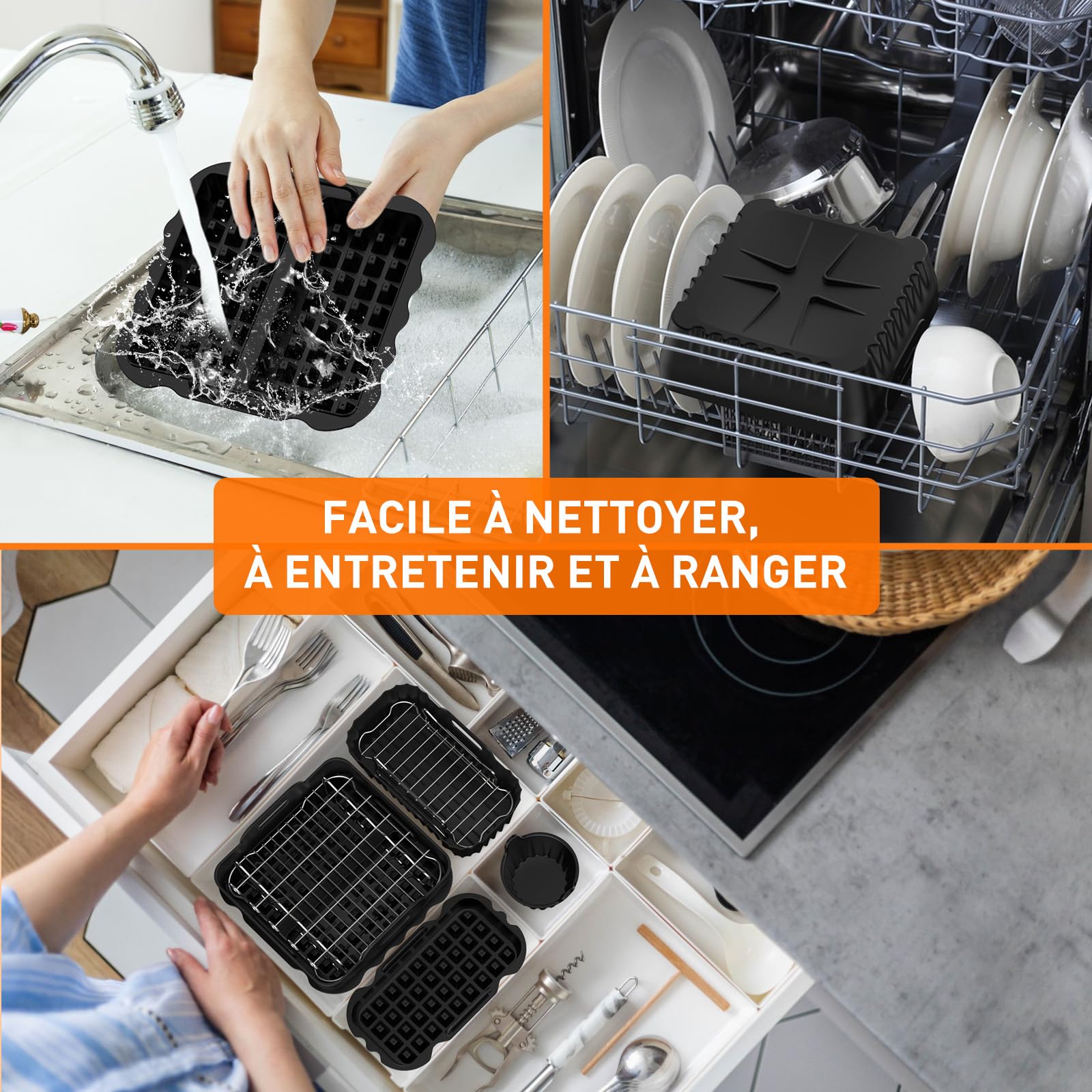 Accessoires pour Philips Dual Basket Airfryer 3000 & 5000 (9L) - Kit de 12 Pièces pour NA350/00, NA352/00, NA550/00 - Moules en Silicone (6L/3L), Grille de Cuisson, Moules à Muffins et Gaufres