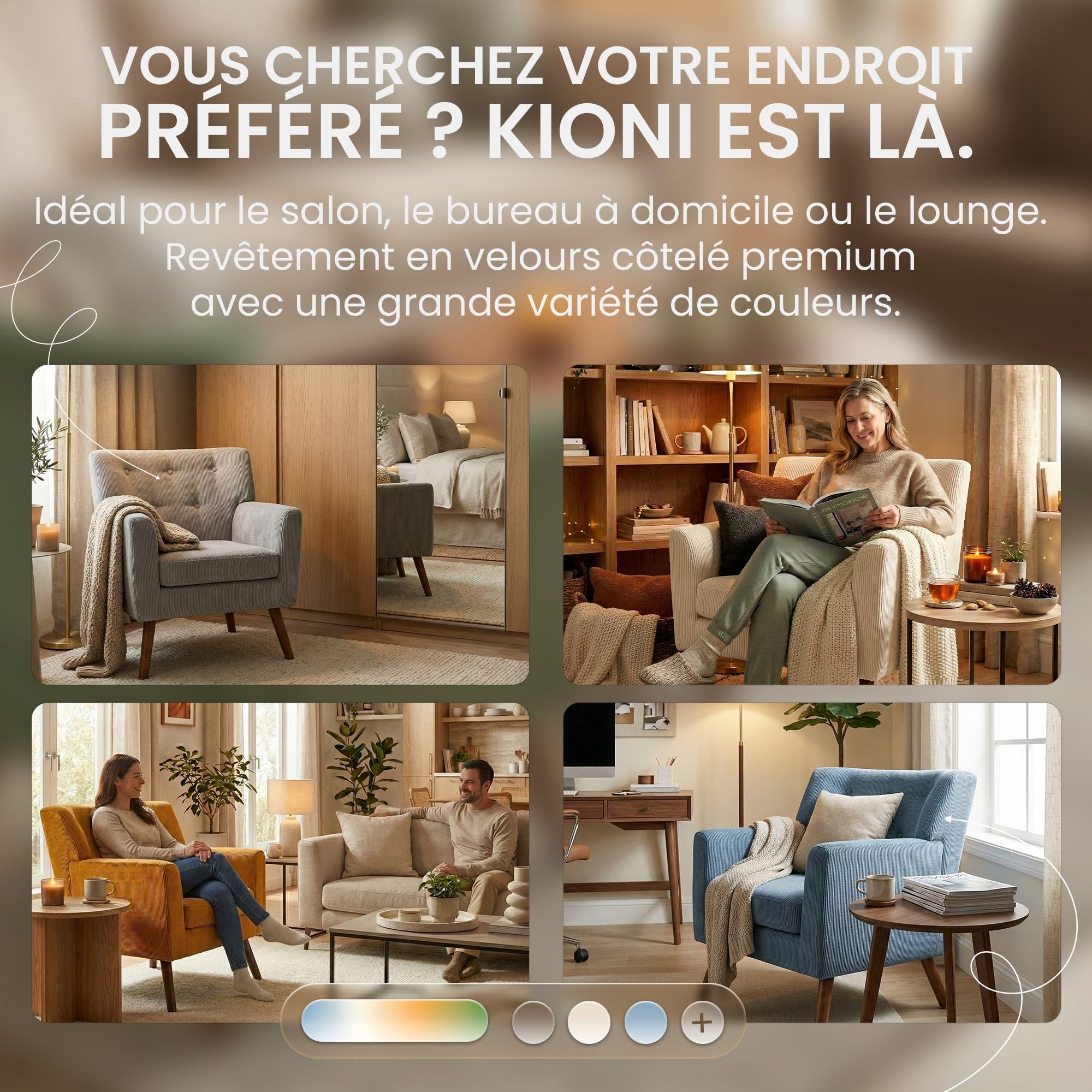 CLP Fauteuil Rembourre en Velours cotele Kioni avec accoudoirs, Fauteuil Bergere Jusqu a 150 kg, Fauteuil Relax et TV pour Salon, Couleur:Vert