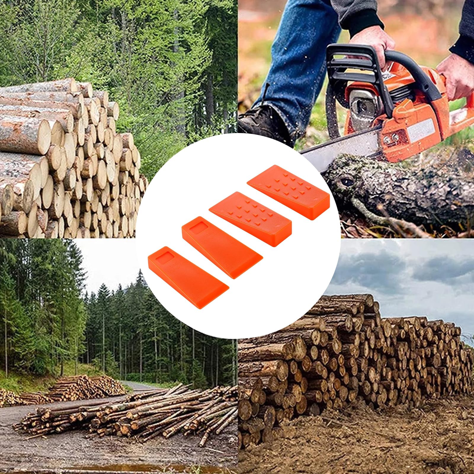 Lot De 2 Cales D'abattage Xforst - Coins Forestiers 19,5 Cm Et 24,2 Cm En ABS Jaune, Résistants Au Gel