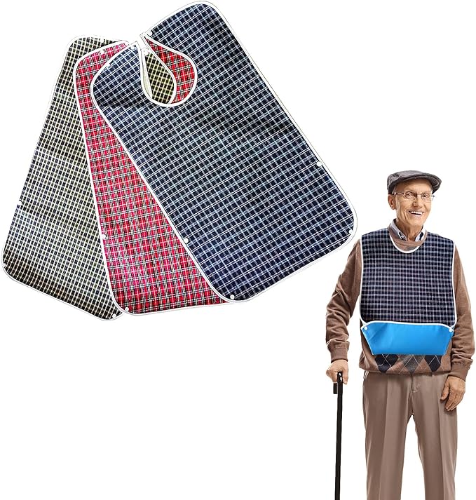 Adult Bibs, Homeriy 3Pcs Waterproof Adult Mealtime Bib with Optional