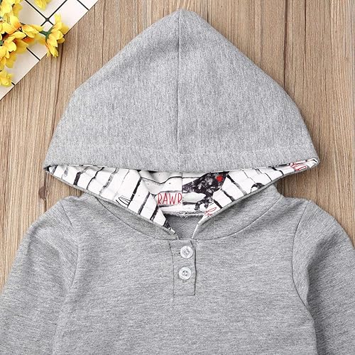 Miniatura 3 de Conjunto de ropa para bebé niño con capucha para otoño e invierno, pantalones de género neutro de manga larga