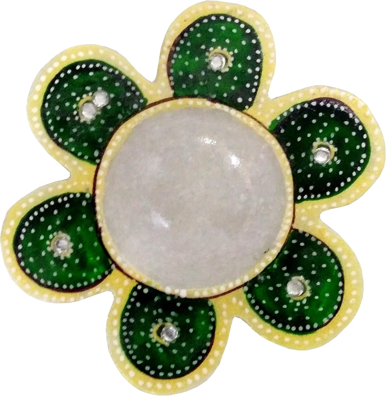 Purpledip Gorgeous Marble Diya Oil Lamp T Light Holder: Glowing Flower (11896)