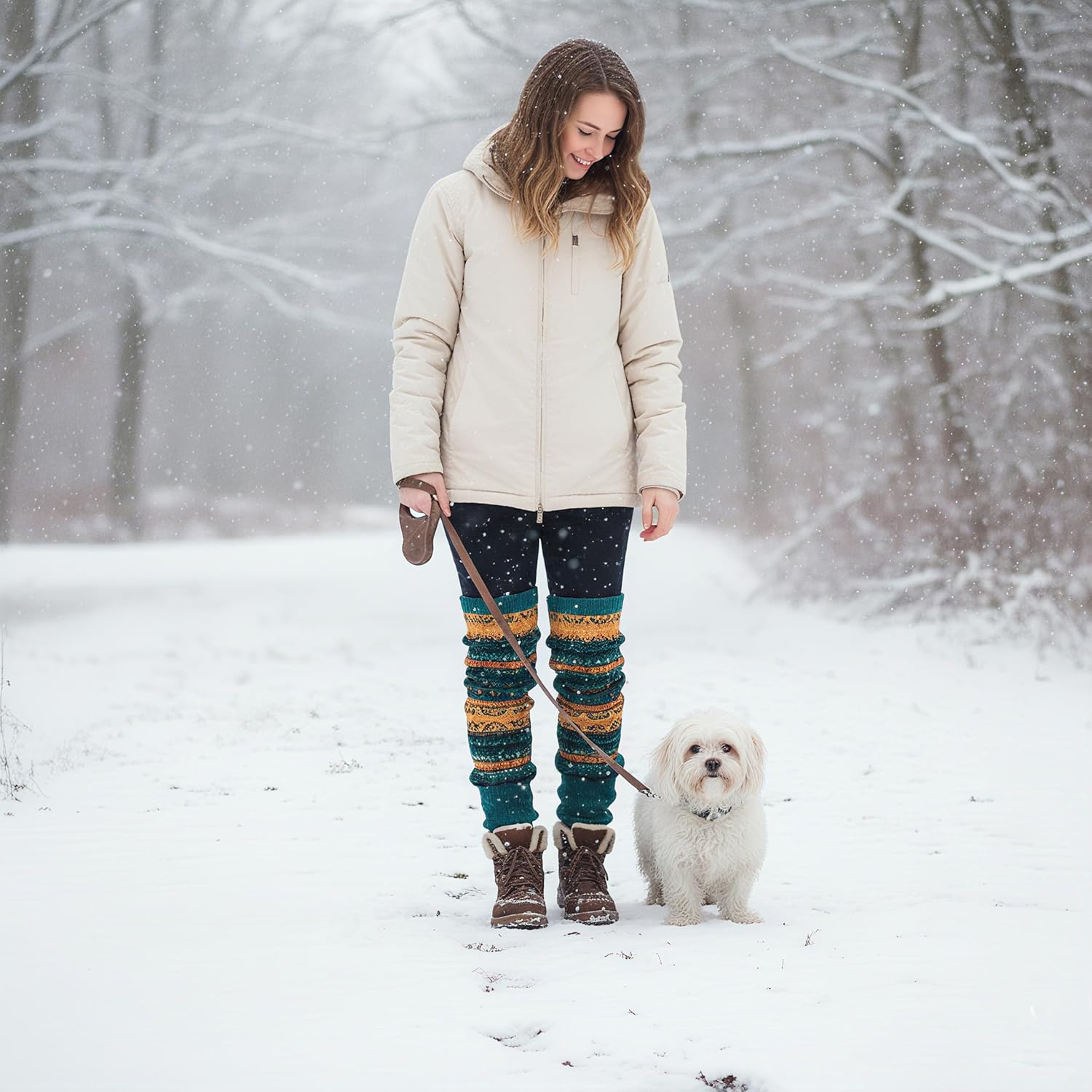 HUAMULAN Women Long Leg Warmers Winter Bohemian Cover Boot Cuffs Knit Crochet Over Knee Christmas Boho - Image 4