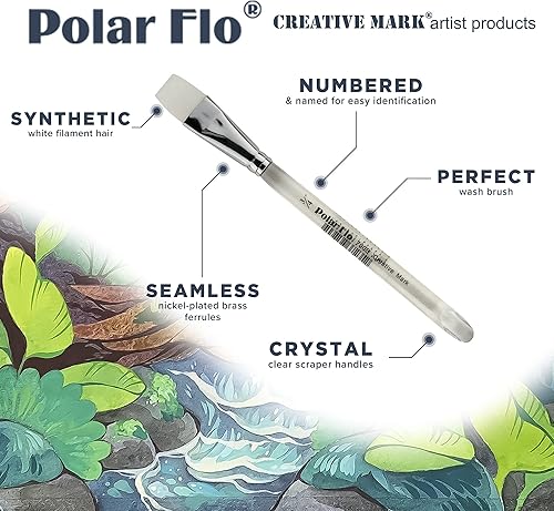 Miniatura 3 de Creative Mark Polar-Flo - Juegos de pinceles para acuarela y pinceles individuales, pinceles de acuarela de cabello sintético blanco nítido para