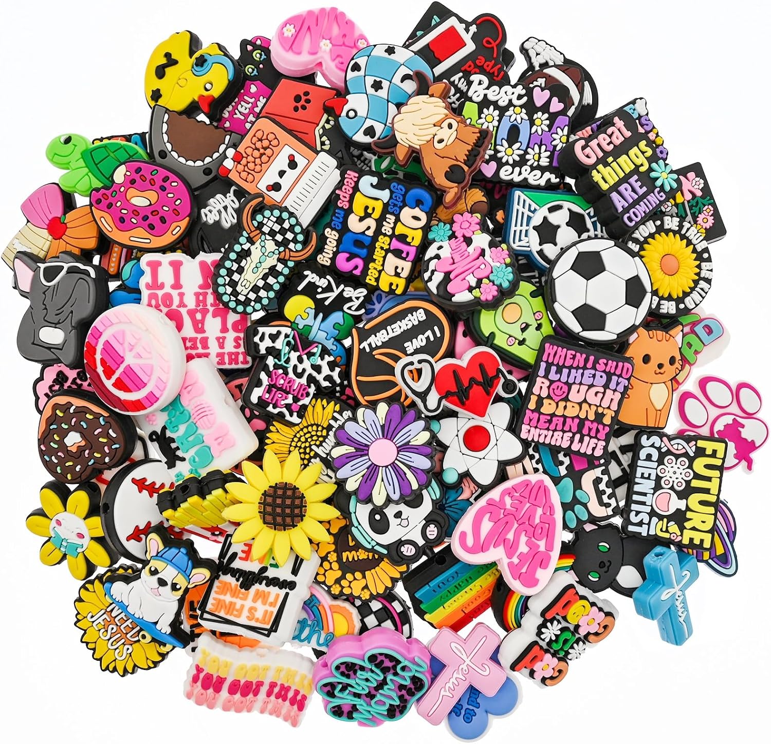 200pcs Silicone Focal Beads for Pens,Random Focal Bead Bulk Mixed Cute Beads for Beadable Pen Keychain Jewelry Making DIY Gifts Class Prize