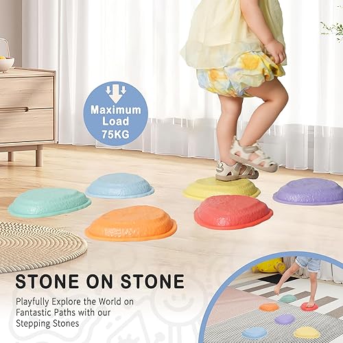 Miniatura 6 de makarci Stepping Stones para niños, 6 piezas de juguetes sensoriales para niños pequeños, coordinación y habilidades motoras para jugar en
