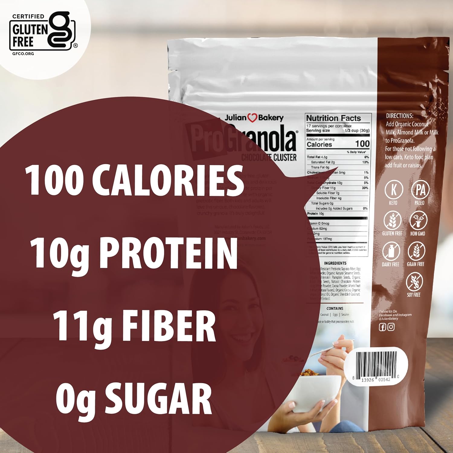 ® ProGranola® Cereal | Chocolate | Protein | Paleo | 2 Net