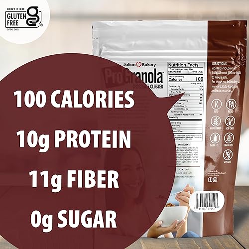Miniatura 4 de Julian Bakery Cereal ProGranola Chocolate 0.46 oz de Proteína Paleo 3 carbohidratos netos Sin gluten Sin granos 14 porciones