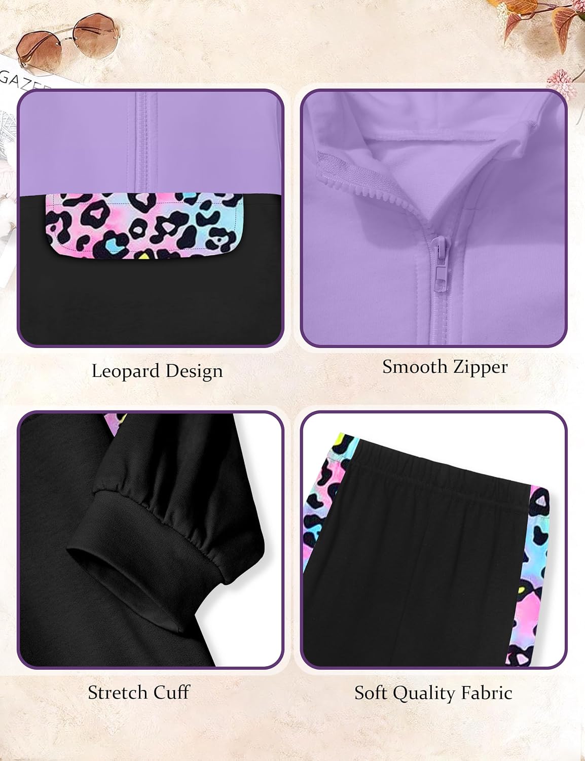 Toddler Girl Clothes 2 Piece Outfits Color Block Hoodie Pant Sets