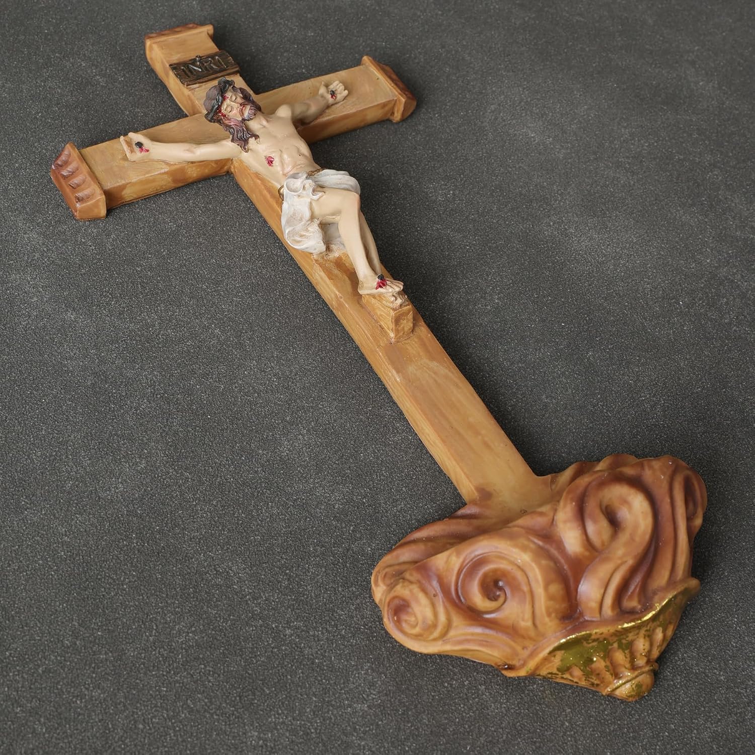 ASTARIKO Jesus Crucifix Holy Water Font, 11.22 Inch Resin Wall Holder