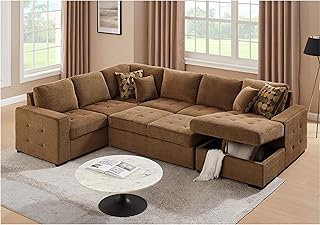 10 Bed in Living Room Ideas That Feel Intentional 4 Sectional Sleeper Sofa Bed with Storage Chaise, U Shape Oversized Sectio...
