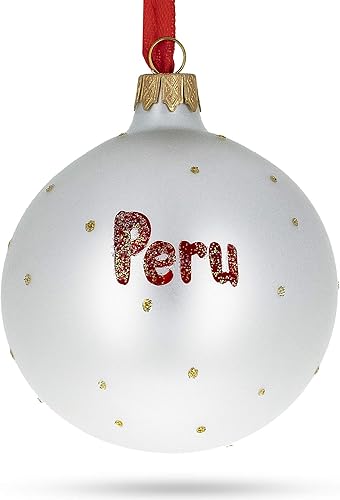 Miniatura 2 de Bandera de Perú - Bola de cristal soplado para Navidad (3,25 pulgadas)