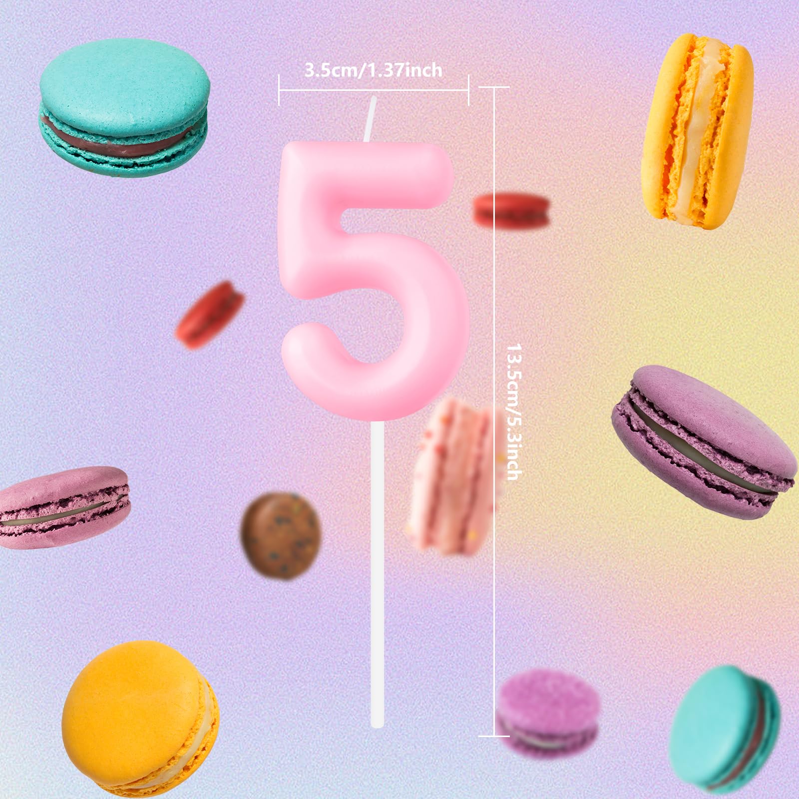 iNINGER Macaron Pink Number 1 Candles,Pink First Birthday Candles,Macaron Happy Birthday Candle for Cake,Pink Cake Topper Decorations for Girl Women Pastel Sweet Birthday Party Decorations Supplies