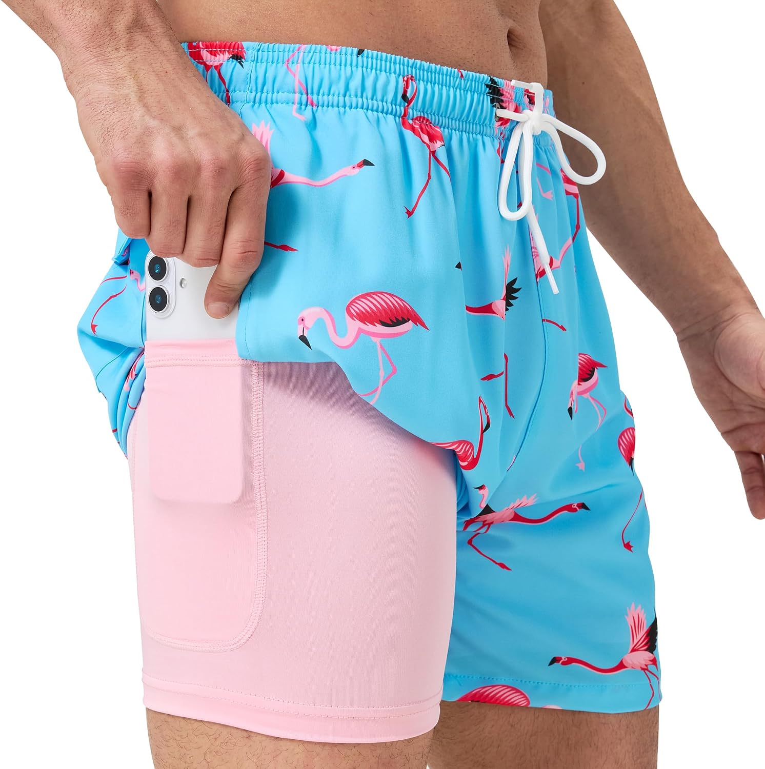 Srnede Mens Swim Trunks Swim Shorts Board Shorts Quick Dry Beach Shorts Swimwear Bathing Suits with Compression Line