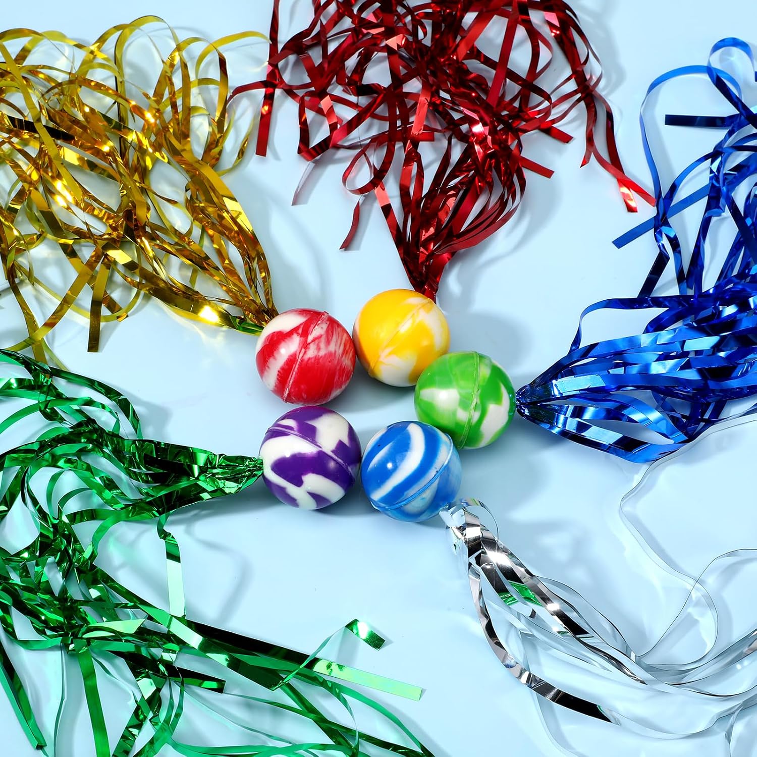 90 Pcs Mini Bouncy Balls Bulk Rubber Comet Balls with Colorful Streamers for Party Favors Goodie Bag Stuffers, Pinata Fillers, Assorted Rainbow Colors image 4
