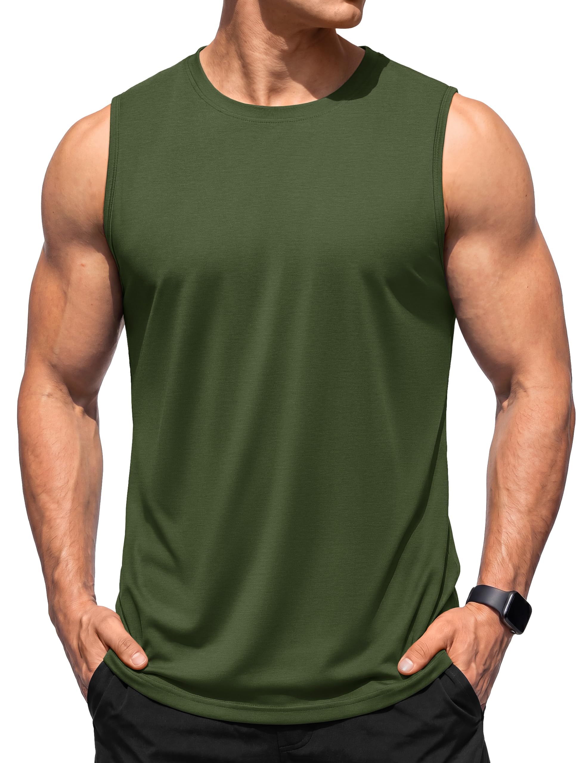 TACVASEN Herren Tank Top Baumwolle Ärmelloses Sport Muskelshirt Fitness Tanktop Atmungsaktive UPF 50+ Gym Funktionsshirt