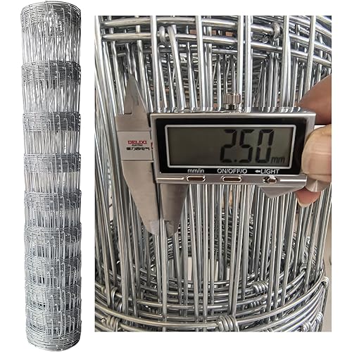 Heavy Duty Farm Fence 4ft X 100ft, 2.5mm Galvanized Woven Wire Fencing for Goat, Cattle, Deer, Hog, Livestock, Yard and Animal Protection