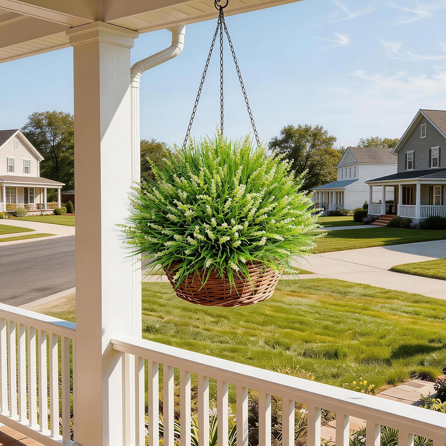 alyptus Outdoor Artificial Flowers 12 Bundles Plastic Plants Faux White Flower Fake Monkey Grass for Planters Décor Outside (White)