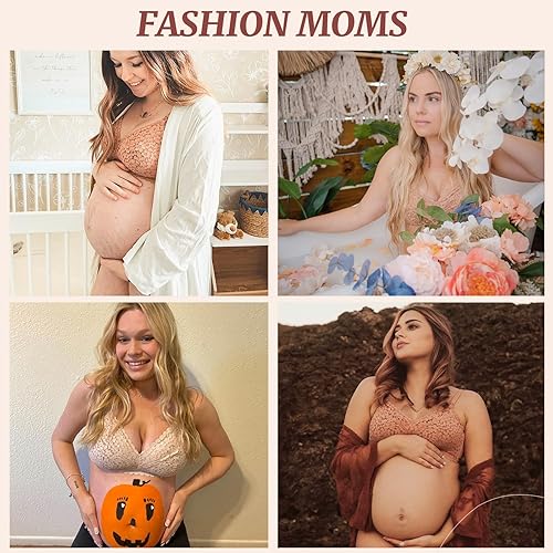 Miniatura 6 de MOMANDA Sujetador de bombeo para mujer, manos libres, lindo soporte de encaje, sujetadores de lactancia para maternidad