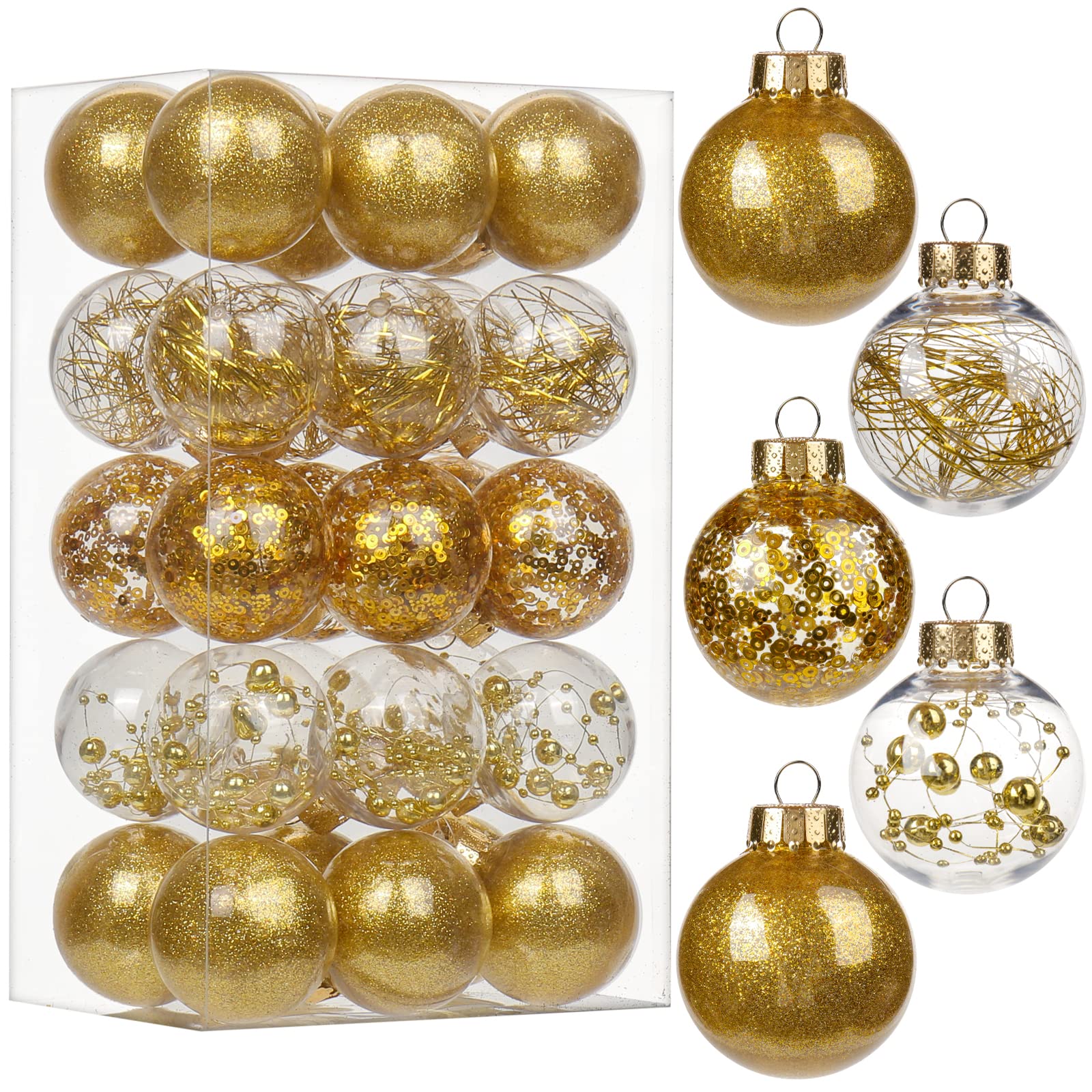 30PCS 50mm Dekorative Weihnachtsbaumkugeln, Weihnachtskugeln, Glitter Christbaumschmuck zarten Dekorationen für Weihnachtsbaum, Weihnachtshochzeitsfeier