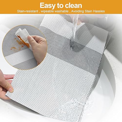 Miniatura 4 de Juego de 6 manteles individuales rectangulares resistentes al calor, lavables, antideslizantes, de PVC, tejido de vinilo, para mesa de comedor, sala