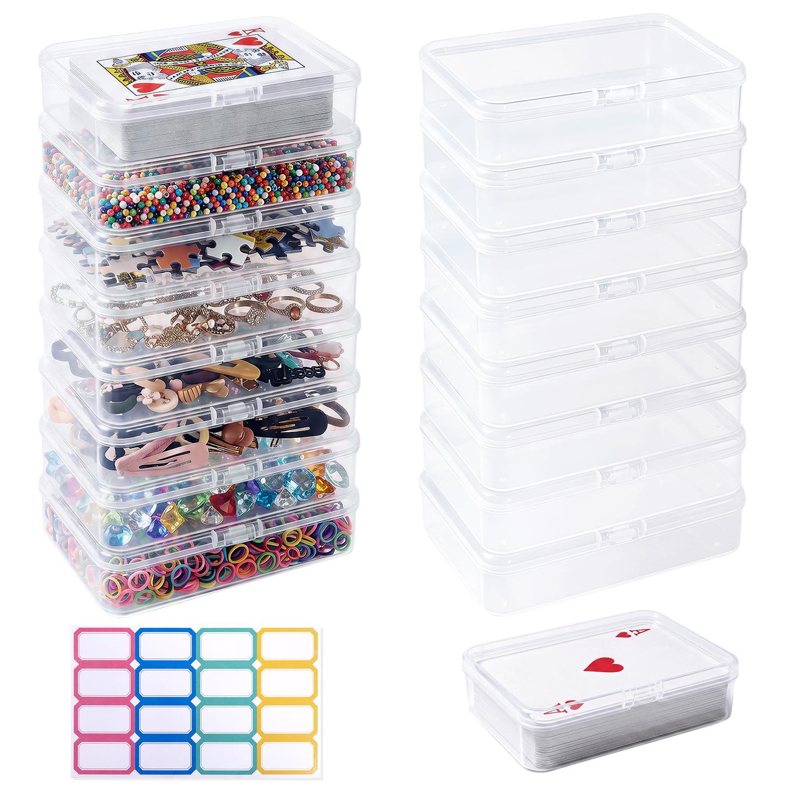 16Pieces Playing Card Case Plastic Small Clear Plastic Storage Box with Lid