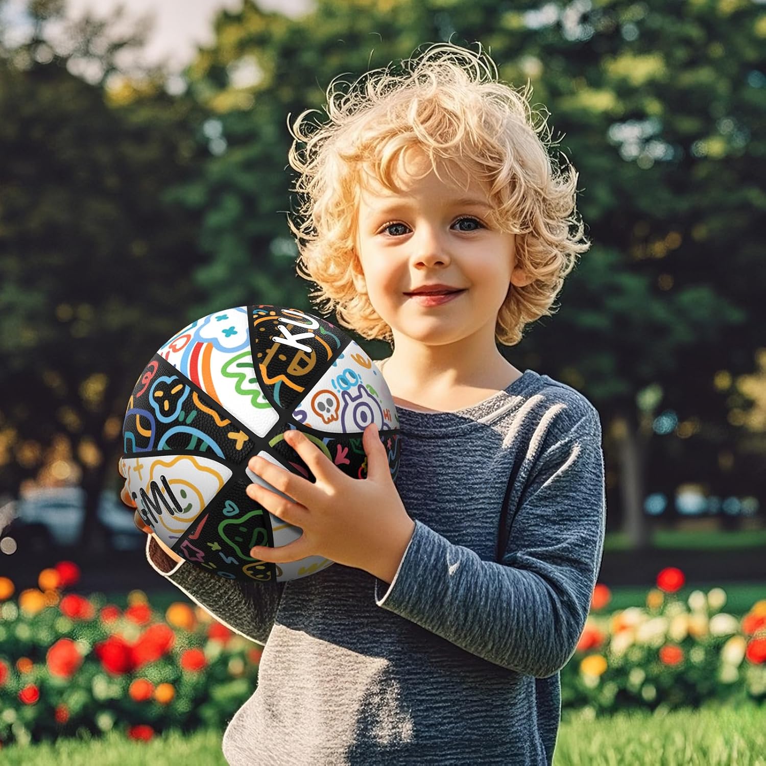 Kuangmi Kids Basketball Youth Size 5(27.5"), Child Size 4(25.5"), for Junior Teen Boys Girls Indoor Outdoor Play Game Training - Image 6