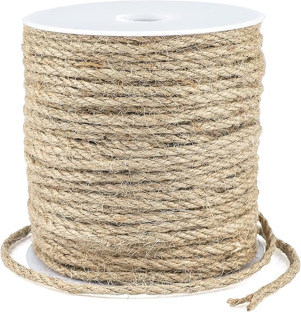 KINGLAKE 45m 4mm Jute String Thick Garden Twine Brown Hemp Rope Cord for Craft, Packing, Decoration, Gardening