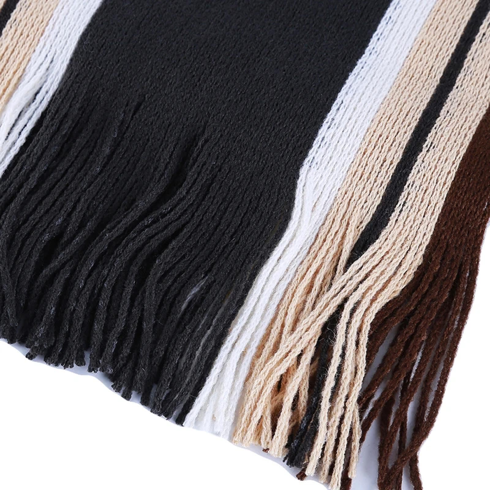 Schals Damen Tücher Halstuch Scarf Klassische Gestreifte Outdoor-Schals Weicher Gestrickter Gestreifter Schal Langer Quaste Halswärmer Schal