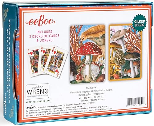 Miniatura 3 de eeBoo Piece & Love Cartas de juego de hongos, incluye 2 barajas de 52 cartas, mazos tradicionales con hermosas obras de arte y bordes dorados