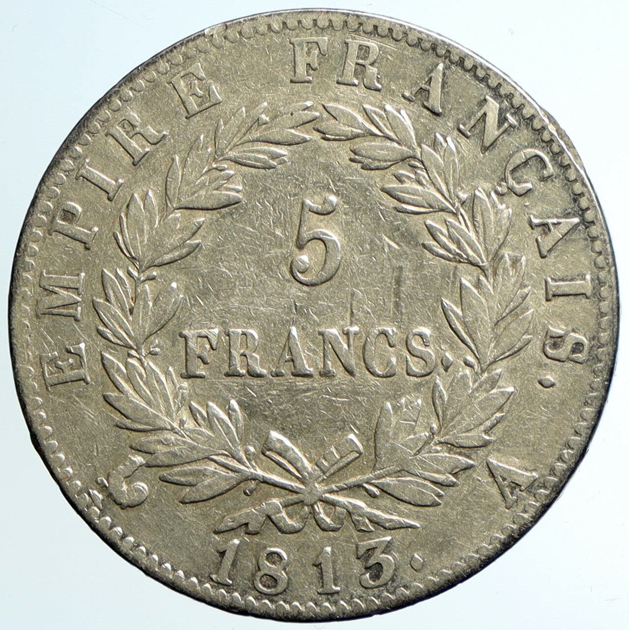 1813 FR 1813 FRANCE Napoleon Bonaparte Antique OLD AR 5 F 5 Francs Good Uncertified