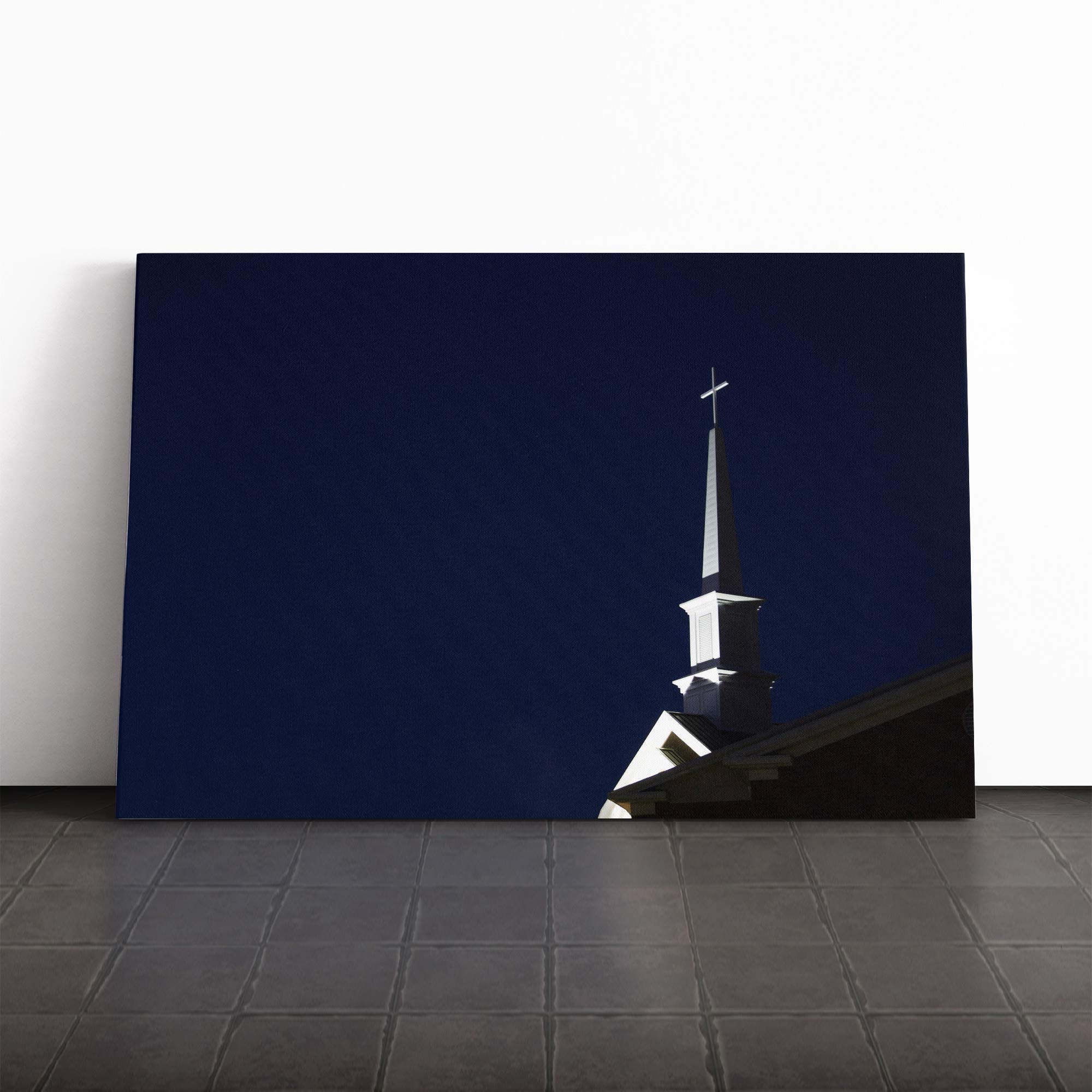 Architecture Steeple of a Church Canvas Print | Gallery Wrapped 30mm Frame Wall Art | 30x20 inches | Ready to Hang | Modern Cityscape Picture | Living Room Bedroom Lounge Office