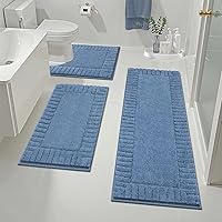 Vista 12 de Pauwer Juego de alfombras de baño de 3 piezas con contorno en forma de U, tapete de baño de microfibra absorbente de felpa antideslizante, lavable a