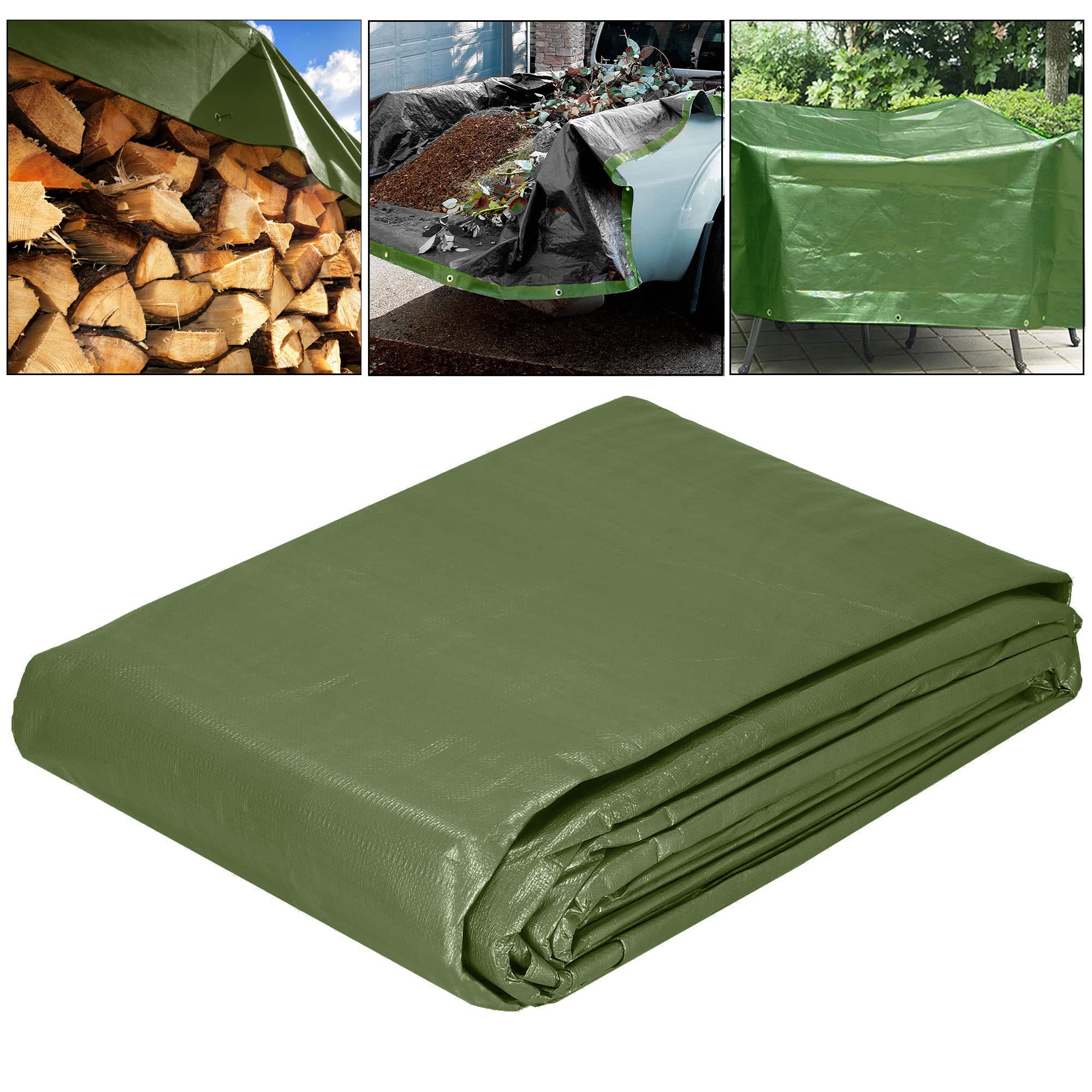 SPRINGOS Lona de protección, 4 x 7 m, impermeable, PE 120 g/m2, para leña, muebles de jardín, construcción