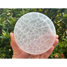 GAF TREASURES 4" Selenite Charing Plate Circle, Selenite Charging Station for Crystal Cleansing, Crystal Grib Layout, Energy Charging & Purification