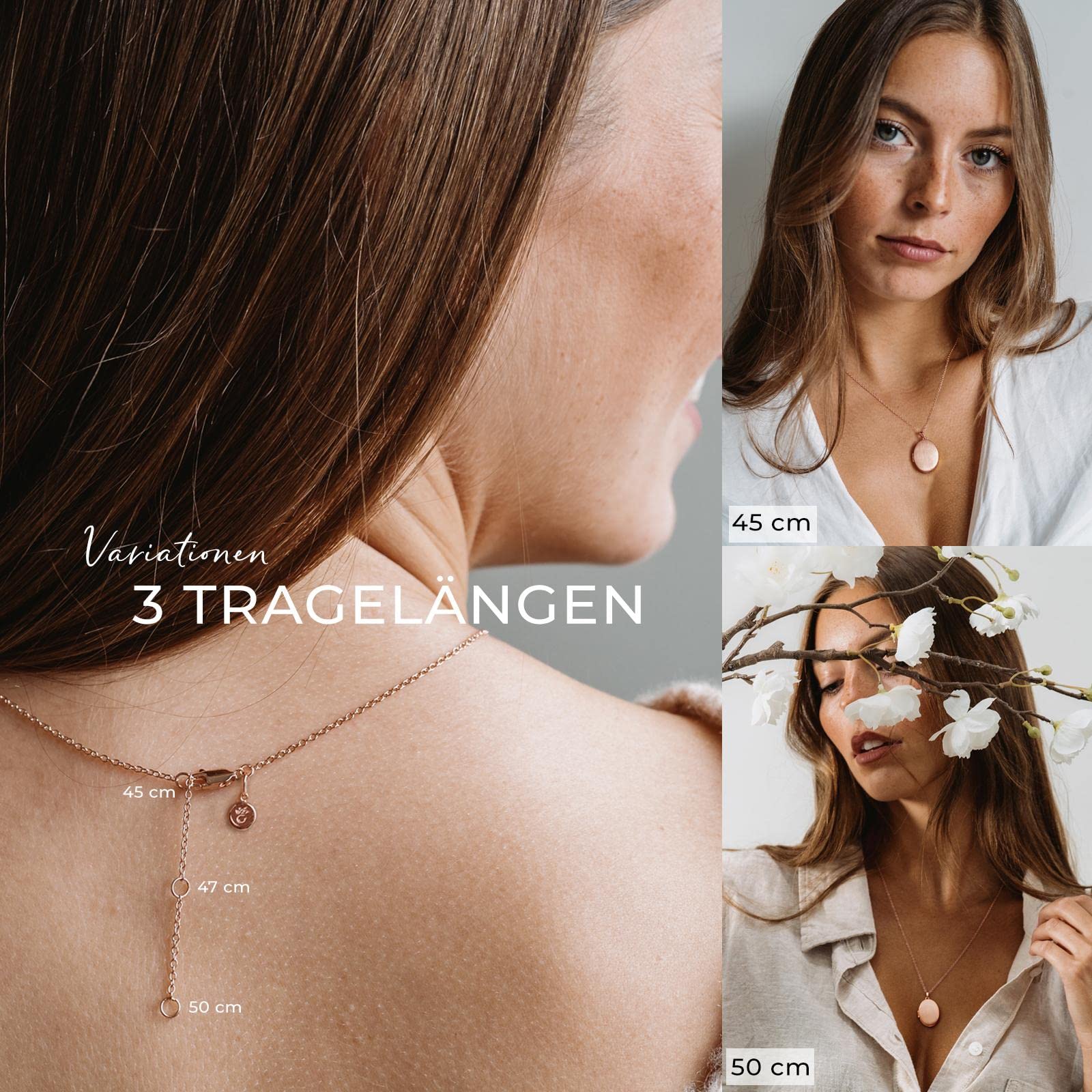 Damen Medaillon Oval zum Öffnen mit Bild Rosegold vergoldet, Amulett
