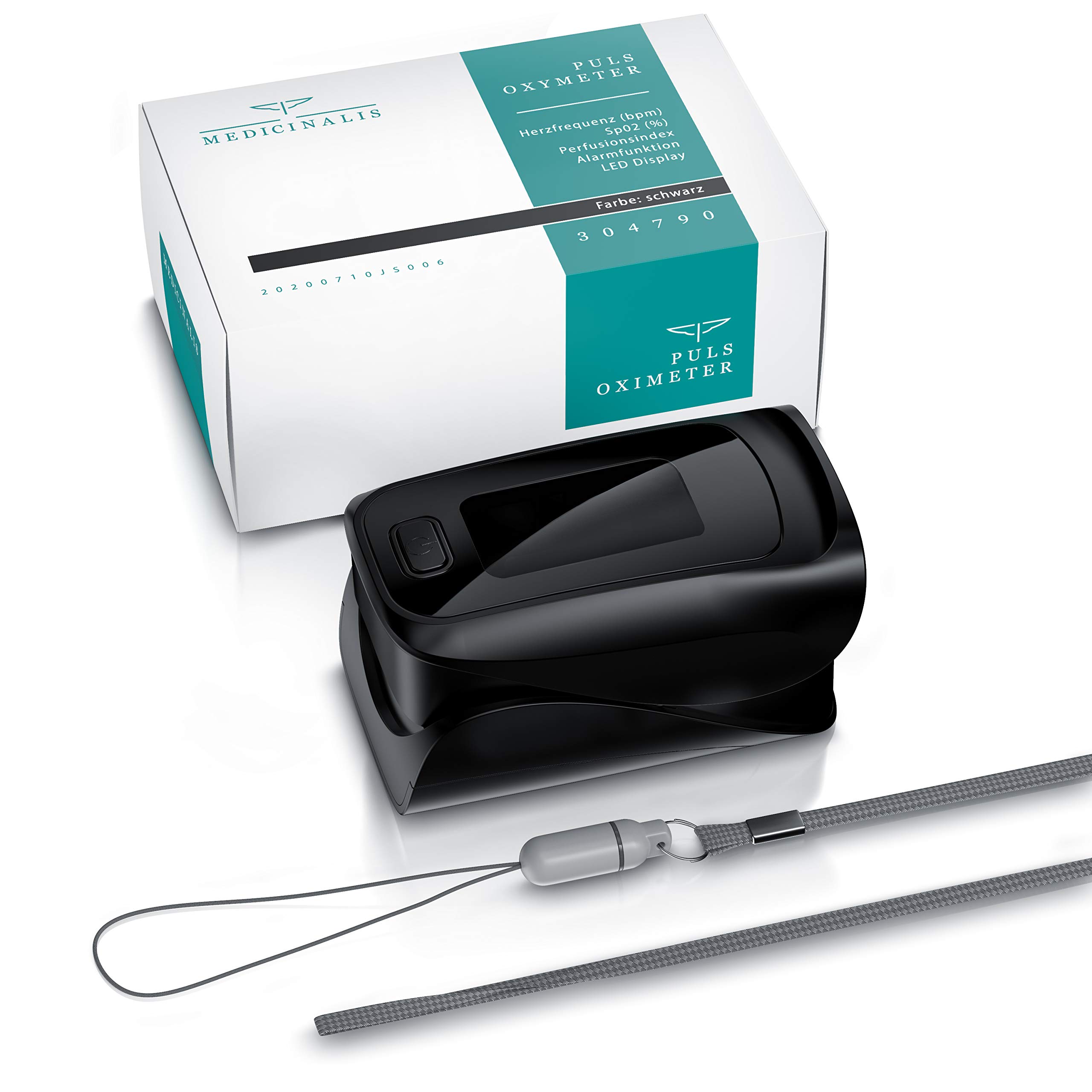 Medicinalis - Pulsoximeter Finger - SpO2 Pulsmesser – Fingerpulsoximeter - Messung von Puls und Sauerstoffsättigung am Finger – OLED Display - Batterieanzeige – Alarm – One Touch Bedienung