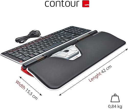 Miniatura 3 de Contour Design RollerMouse Red Plus con cable  Ratón ergonómico con cable para uso en computadora portátil y de escritorio  Ratón ambidiestro sin